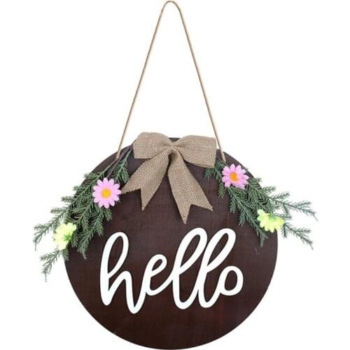 Welcome Sign For Front Door Farmhouse Porch Decoration Round Wooden Plaque Wreath Board Wedding Party Home Hanging Ornament Prop