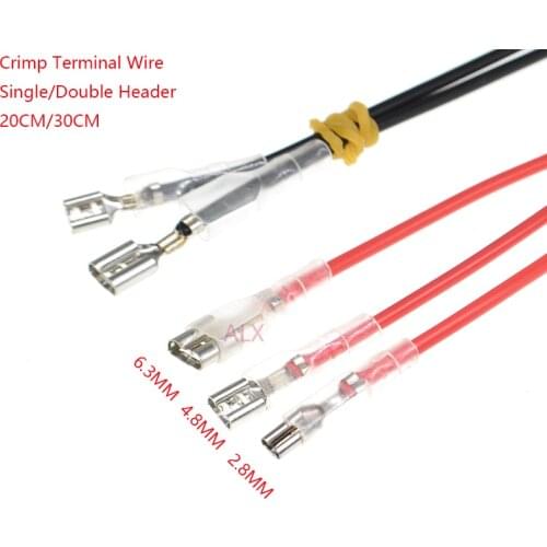 10pcs 20CM 30CM 2.8MM/4.8MM/6.3mm 2.8/4.8/6.3 female Spade Crimp Terminal Connector with wire red black for rocker switch