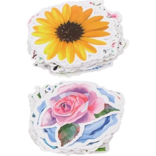 100Pcs Flower Stickers Aesthetic Stickers Sticky Decorative Decals Vinyls