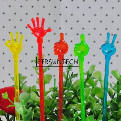 1000pcs Cocktail Swizzle Sticks Drink Wine Stirrer Coffee Muddler Puddler Color Assorted Palm-shaped Plastic