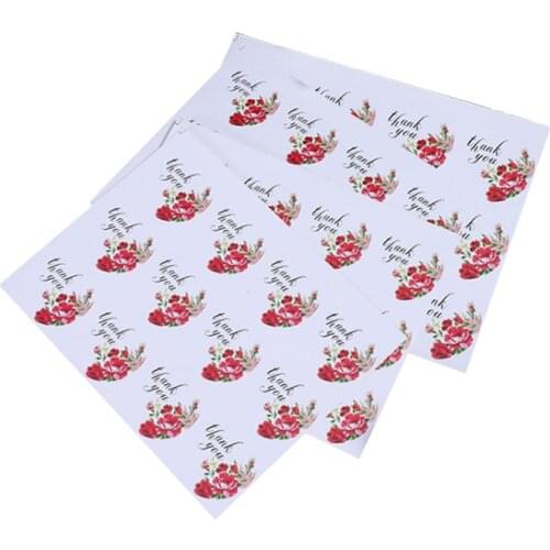 120pcs/lot romantic Rose Flower Adhesive Seal label Round Thank you Handmade Gift sticker