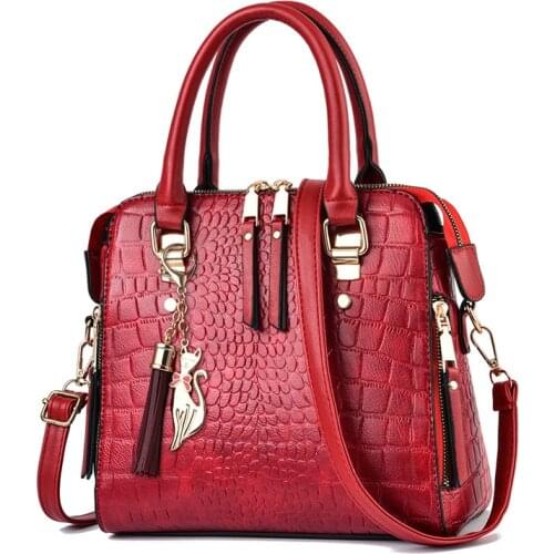 2021 Retro Alligator Women Luxury Pu Leather Handbags Female Tassel Designer Shoulder Messenger Bags Casual Ladies Tote Bolsas