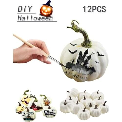 6/12Pcs Halloween White Artificial Pumpkins Decorative Ornaments Thanksgiving Home Decor DIY Christmas Celebration Pumpkin Props