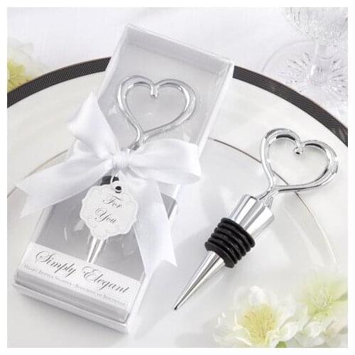 Free shipping 50pcs/lot wholesales zinc alloy heart wine stopper wedding favors and giveaway gifts party return goods for guest