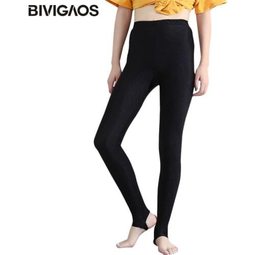 BIVIGAOS Spring Summer Women Leggings Thin Glossy Black Leggings High Elastic Slim Foot Legging Pants Sexy Leggings For Women