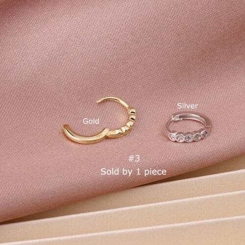 1 Piece Real Sterling Silver Tragus Hoop Earring Rook Helix Piercing with Zircon