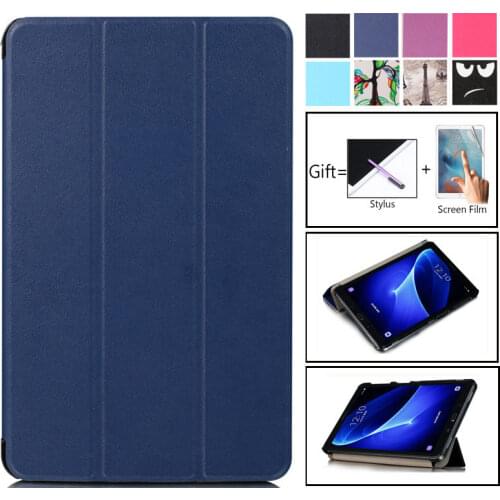 Slim Magnetic Folding Flip PU Case Cover for Samsung Galaxy Tab A 10.1 2016 T580 T585 T580N T585N SM-T585 Skin Case Coque + Film