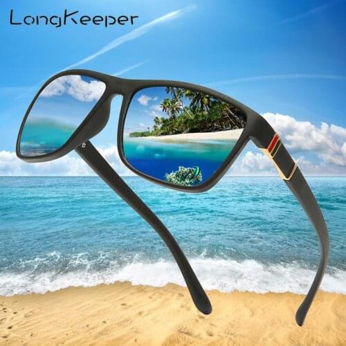 LongKeeper Classic Men Polarized Sunglasses Brand Design Male Driving Sun glasses Vintage Square Eyewear UV400 oculos masculino