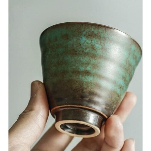 Emerald green glaze kiln change teacup ceramics tea cup Kung Fu tea set tea cup tea small cup tea ceremony tea cup single cup