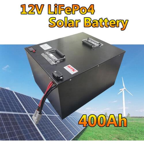 GTK 12v 400Ah LiFePo4 Battery 12.8v Deep Cycle For Vehicles power station solar energy 12V EV RV storage+20A charger