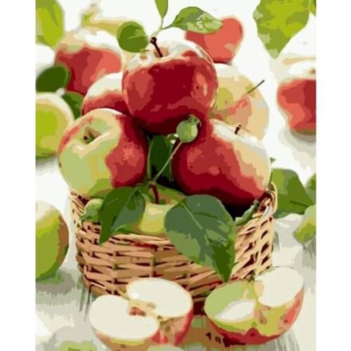 GATYZTORY Apple Fruit DIY Painting By Number Food Pictures By Numbers Kits Hand Painted Painting Art Home Decor Gift