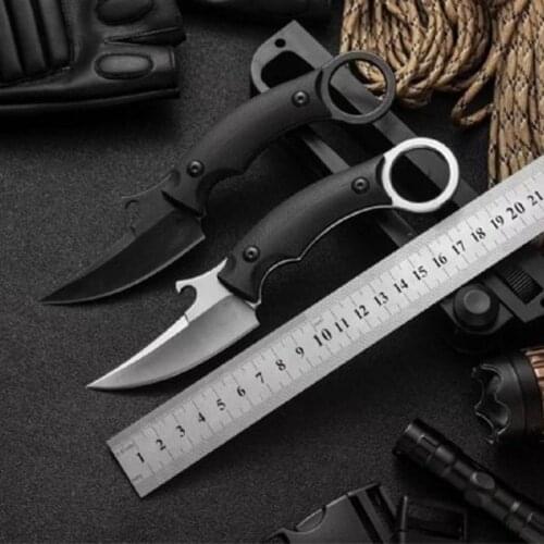 Bas15 PLMAKO Claw Karambit D2 Blade G10 Handle Tactical Rescue Pocket Fixed Blade Knife Hunting Fishing EDC Survival Tool Knives