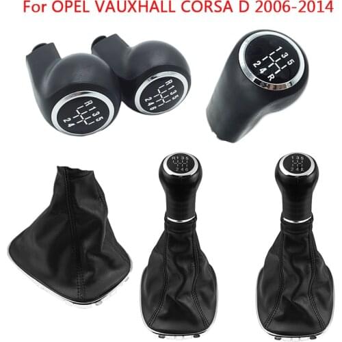 5/6Speed Gear Shift Knob Leather Shifter Stick Gaiter Boot Cover Frame For Opel/Vauxhall Corsa D 2006 2007 2008 2009 2010-2014