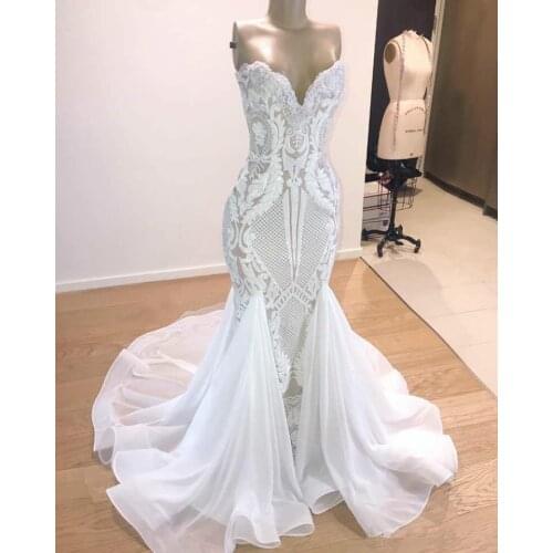 Lace Mermaid Wedding Dress Real Pictures Sweetheart Lace Appliqued Country Bridal Gowns Boho Vestidos De Noiva