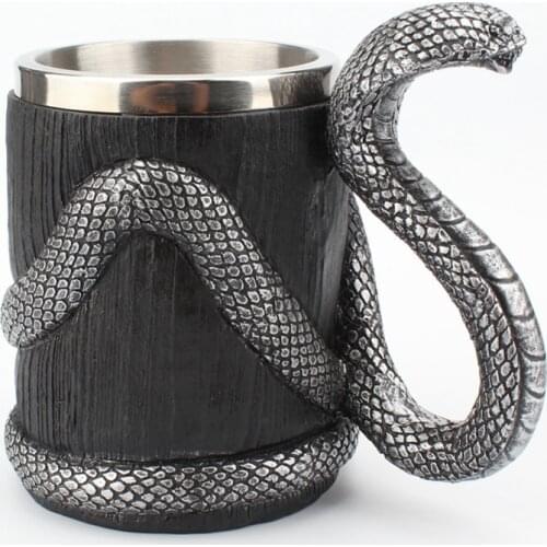 3D Cobra Mug Cup 600ML Snake Beer Coffee Milk Drink Water Tea 304 Stainless Steel Resin Mugs Cool Animal Geeks Cups Gothic Gift