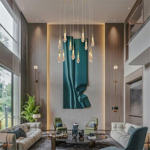 Nordic Cyrstal Luxury Pendant Lamp Gold Chandelier Crystals Plating Kitchen Hotel Hall Home Hanging Lamp Bedroom Loft Lightings