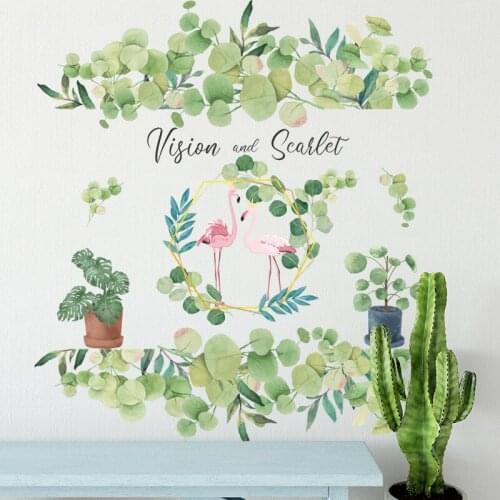 Small Fresh Green Leaf Wall Stickers Bedroom Living Room Decoration Aesthetic Art Door Decals Self Adhesive Wallpaper