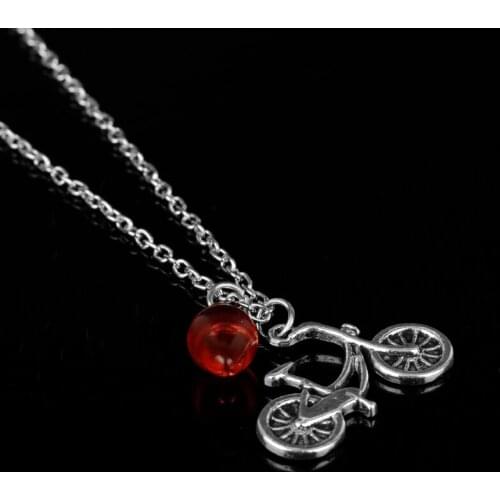 Dongsheng Fashion Biker Necklace Stranger Thing Sport Bicycle Water Drop Pendant Chain Necklace Multicolors Light Bulb Gift