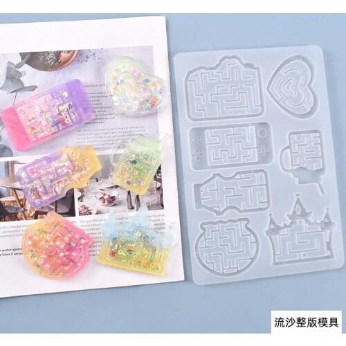 New Sand Series Crystal UV Epoxy Resin Mold Key Chain Jewelry Casting Mirror Silicone Molds DIY Crafts Jewelry Making