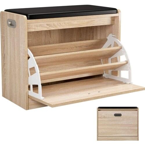 Homfa Shoe Rack 3 Tiers Furniture Shoe Storage Bench and Bathroom Seat Stool for Footwear Bench (Oak)