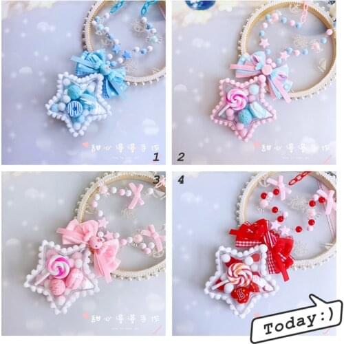 Original Handmade Lolita Sweet Necklace Pendant Lolita Love Five-Pointed Star Candy Chain Necklace