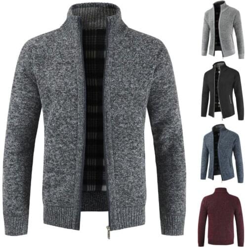 Autumn Winter Sweater Men Cardigan Coat Warm Zipper Stand Collar Mens Sweater Cardigan Slim Knitted Sweater Cardigan Men Coats
