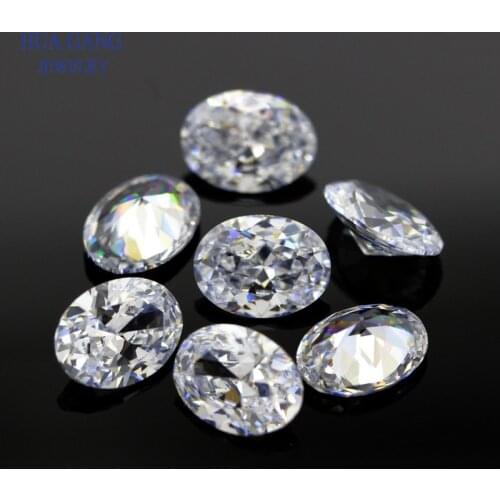 Oval Shape Cut 5A White CZ Stone Synthetic Gems Cubic Zirconia Beads For Jewelry Wholesale Free Shipping Size 2x3~18x25mm