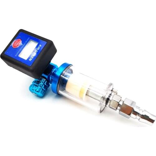 1/4" Spray Gun Digital Paint Air Pressure Regulator Gauge Water Trap Filter Tool