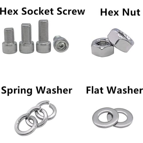 Practical 8#-32 Hex Socket Cap Head Screws A2 Stainless steel Allen Bolt+Nuts+Washers Combination