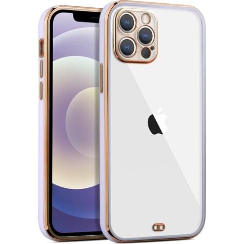 Square Plating Frame Clear Phone Case For iPhone 11 12 Pro Max Mini XS Max X XR 8 7 Plus SE 2020 Transparent Silicone Cover Case