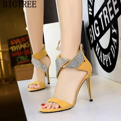 Brand High Heels Sandals Women 2021 Shoes Woman Sandals Crystal Heels Women Pumps Zapatos De Tacon Designer Sandals Bigtree