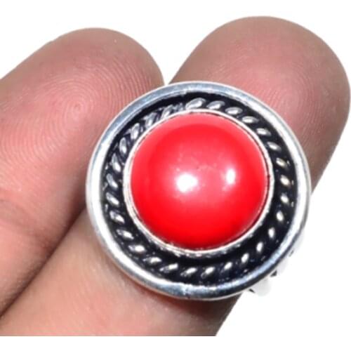Coral Ring Silver Overlay over Copper, USA Size 9, R5279