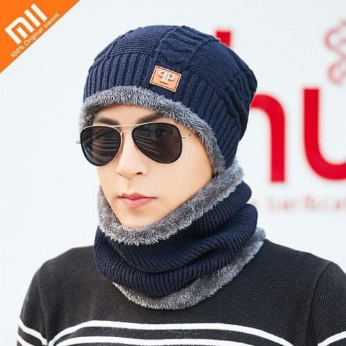 Xiaomi Knitted Hats Men Thickened Velvet Warm Men Winter Scarf Caps Set Skiing Outdoors Breathable Hats Beanies Hats Bonnet