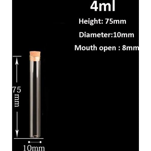 50sets Glass Test Tube Bottle glass vial Pendant Cork Oil Clear High Borosilicate Wishing charm Pendant 107508 4ML