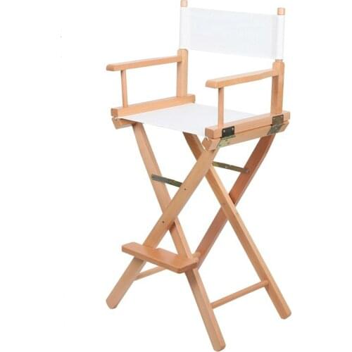 Bar Height Director Chair Natural/Black Frame with Cavans Garden Furniture Wooden Portable Folding High Director Chair Wood