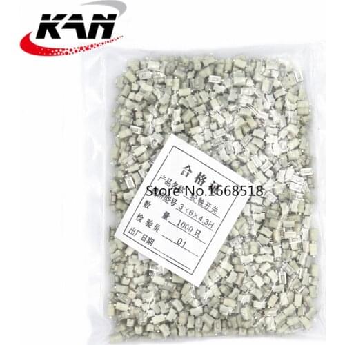 1000Pcs SMD Tact Switch 3x6x4.3 mm connectors Push button 3*6*4.3mm Tactile Switches