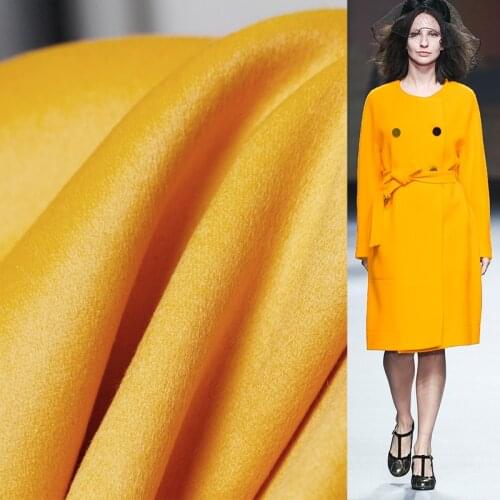 The Cloth Yellow Double-side Overcoating 100%Wool Fabrics Materials Textile Winter Women Overcoat Sewing Cloth Freeshipping