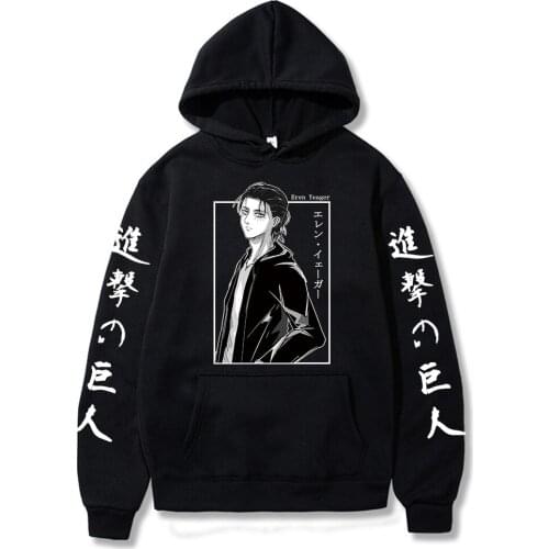 Attack on Titan Hoodie Anime Eren Jaeger Graphic Hoodies Pullovers Tops Long Sleeves Cartoon manga Sweatshirt Clothes
