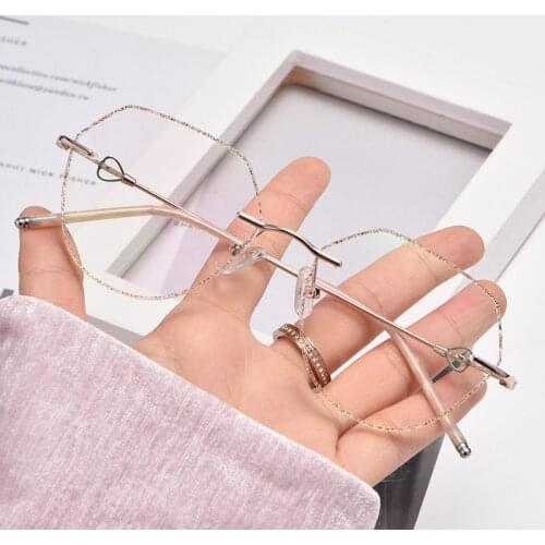 Ultralight Rimless Glasses Female Trend Plain Myopia Glasses Female Ins Retro Trimming Optical Prescription Glasses Frame H8170