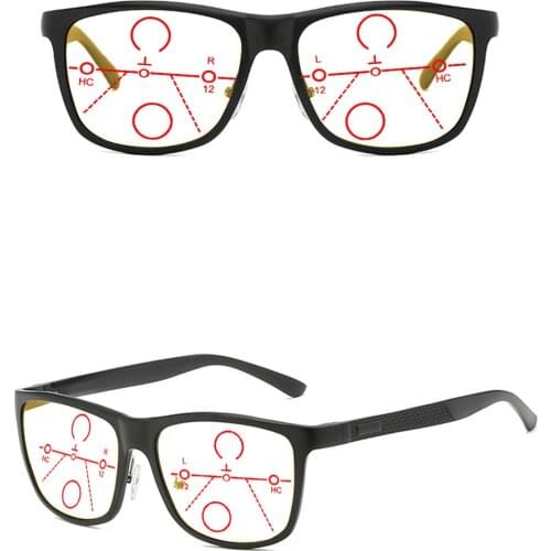 Al-mg Alloy Carbon Fiber Ultralight Progressive Multifocal Reading Glasses +0.75 +1 +1.25 +1.5 +1.75 +2 +2.25 +2.5 +2.75 To +4