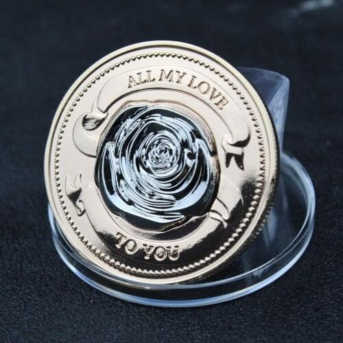 "All My Love To You"Propose Marriage or Marriage Memorial Commemorative Gold Plated Coin Love Rose Coins