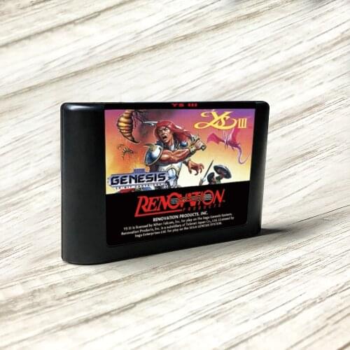 Ys III Wanderers from Ys - USA Label Flashkit MD Electroless Gold PCB Card for Sega Genesis Megadrive Video Game Console