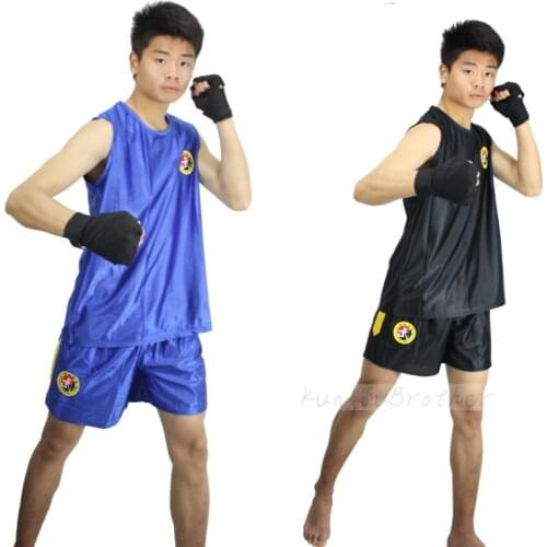 Martial Arts Wushu Sanda Clothing MMA Muay Thai Kick Boxing Kickboxing Cloths Kungfu Trunks Wing Chun Uniform Tops and Shorts