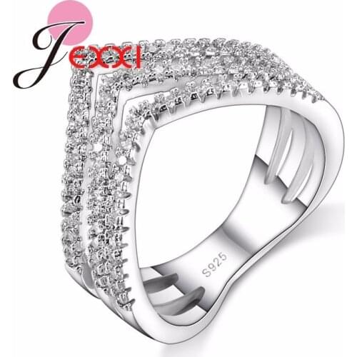 Charming High Quality Three-layered Heart Shape 925 Sterling Silver Ring For Women Banquet Decoration Anniversary Gift