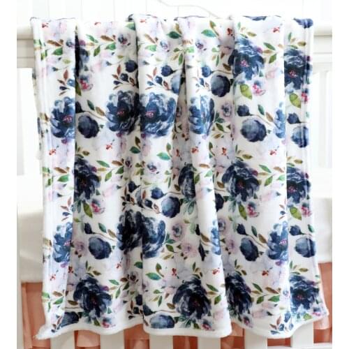 Winter Warm Baby Plush Fleece Throw&Receiving Blankets for Nursery Crib,Stroller,Toddler Bed,Carseat(Purple Watercolor Floral)