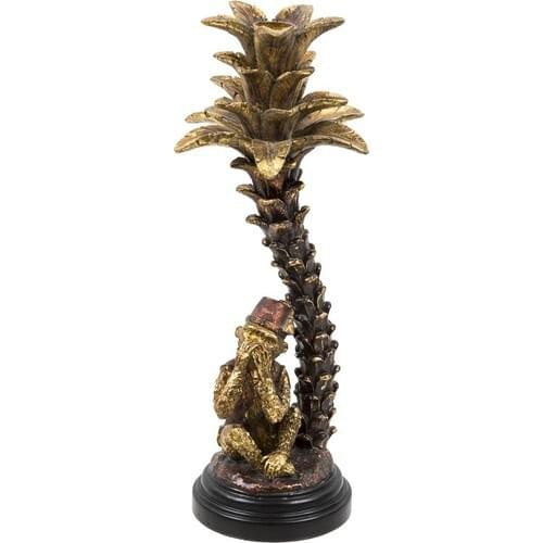 Lucky Art Gold Monkey Candle holder 36 cm