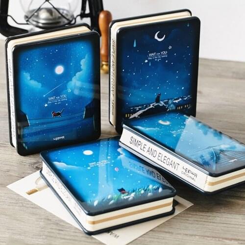 1pcs Random Creative Starry Sky Tower Notebook Fashion Office School Supplies Tool 128 Sheets Cartoon Notepad Daily Memos