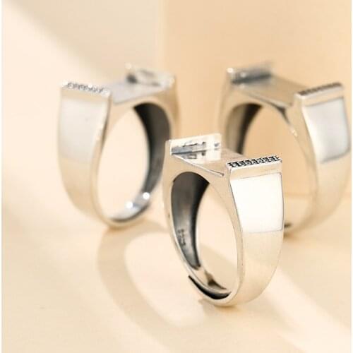 10*14mm 925 STERLING SILVER men Semi Mount Bases Blanks base blank Pad ring Setting wedding jewelry findings diy A5636