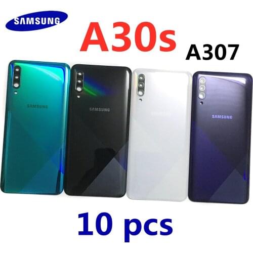 10 pcs Original For SAMSUNG Galaxy A30s A307 A307FN A307G A307GN Phone Housing Battery Back Cover Case Rear Door + Camera Lens