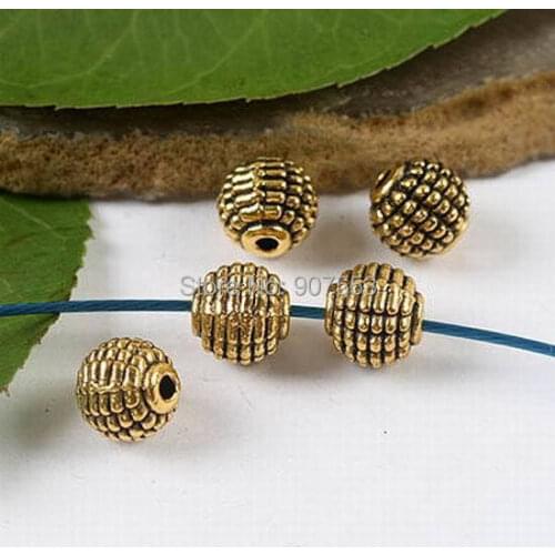 10pcs dark gold-tone studded round spacer beads h1983